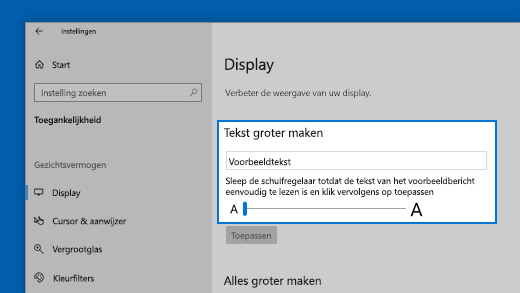 Schuifregelaar om tekst groter te maken