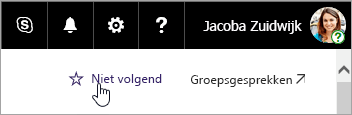 Schermafbeelding van de knop Volgen op een SharePoint-site.