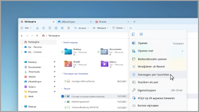 Markeer uw favoriete bestanden in Bestandenverkenner.