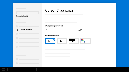 Wijzig de grootte van de cursor of aanwijzer in de toegankelijkheidsinstellingen.