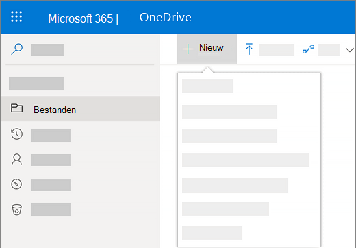 Schermafbeelding van het selecteren van het menu Nieuw om een nieuw document te maken in OneDrive voor Bedrijven