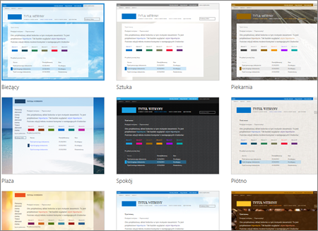 Strona usługi SharePoint Online z obrazami szablonów witryn