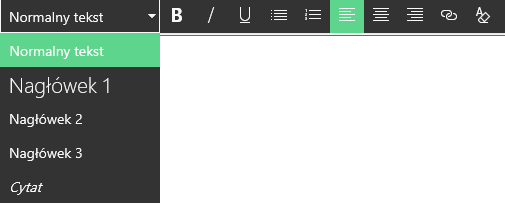 Zrzut ekranu przedstawiający obszar edycji Edytora tekstu sformatowanego w programie SharePoint.
