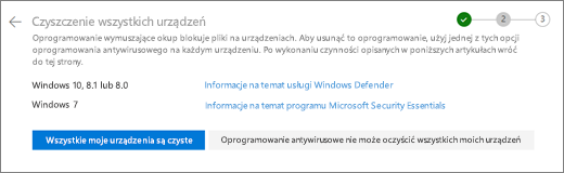 Zrzut ekranu przedstawiający ekran Oczyść wszystkie urządzenia w witrynie internetowej usługi OneDrive