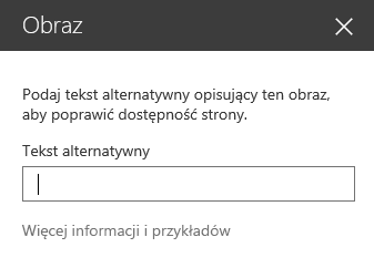 Zrzut ekranu przedstawiający okno dialogowe tekstu alternatywnego obrazu w programie SharePoint.