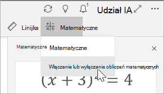 Włączanie i wyłączanie funkcji Matematyka