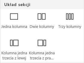 Zrzut ekranu przedstawiający menu układu sekcji w programie SharePoint.