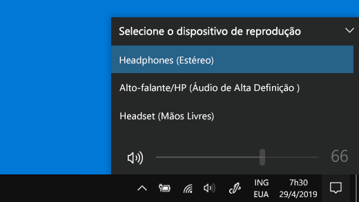 Selecionar o dispositivo de reprodução do Bluetooth