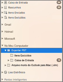 Painel de navegação com "no meu computador" em destaque