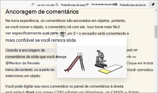 Dicionário de imagens no Leitura Avançada