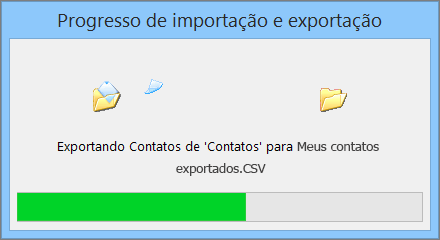 Uma imagem da caixa de andamento da exportação.