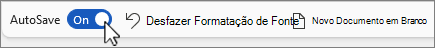 Botão Desativar automaticamente na barra de ferramentas de Acesso Rápido