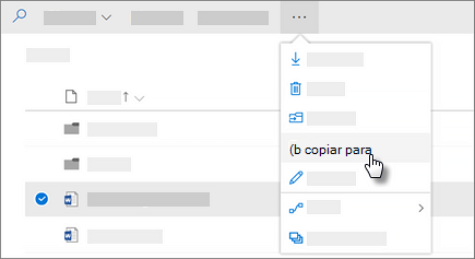 Captura de tela do comando Copiar para no OneDrive for Business