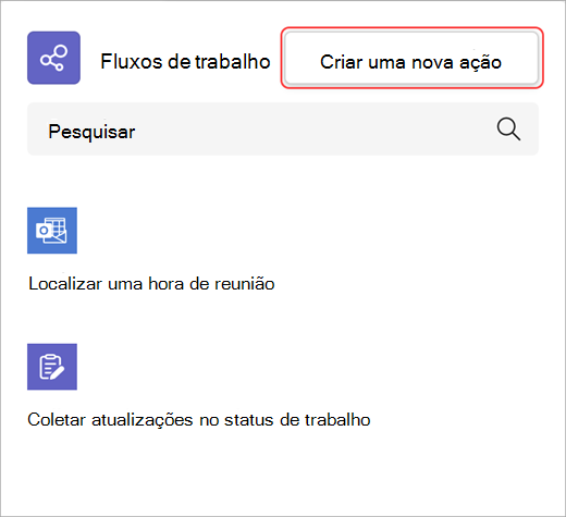 Captura de tela mostrando como criar uma nova ação de fluxo de trabalho