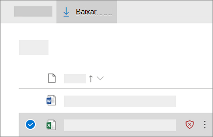 Captura de tela do download de um arquivo bloqueado no OneDrive for Business