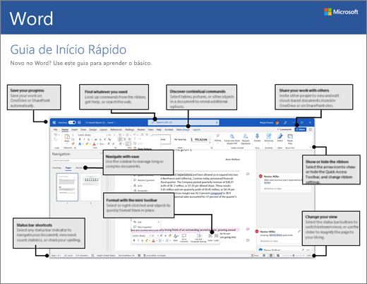 Guia de Início Rápido do Word 2016 para Windows