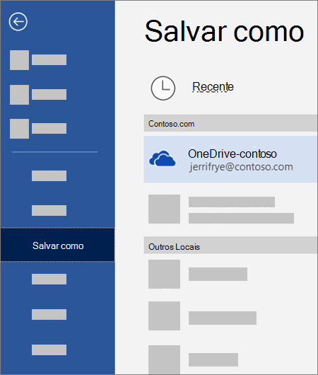 Salvando um arquivo do Word no OneDrive for Business