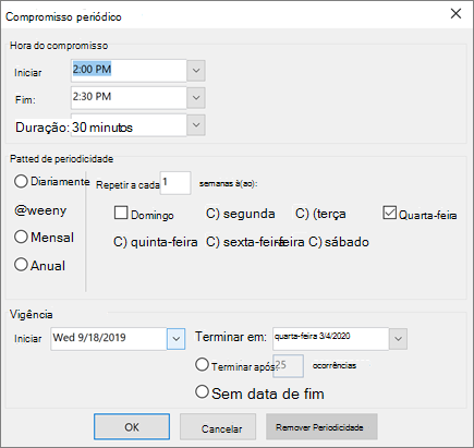 Faça uma reunião recorrente no Outlook