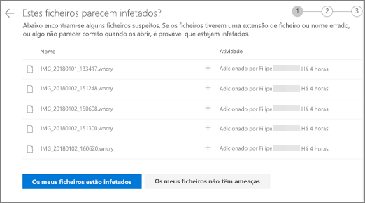 Captura de ecrã do ecrã Aspeto destes ficheiros no site do OneDrive