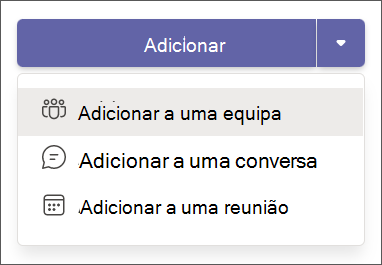 adicionar uma aplicação na lista pendente do Teams