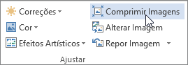 Botão Comprimir Imagens, no separador Formatar das Ferramentas de Imagem