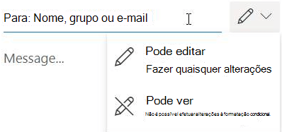 Selecione o ícone do lápis para dar permissão aos destinatários "editar" ou "só de leitura". 