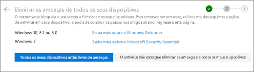 Captura de ecrã do ecrã Limpar todos os seus dispositivos no site do OneDrive