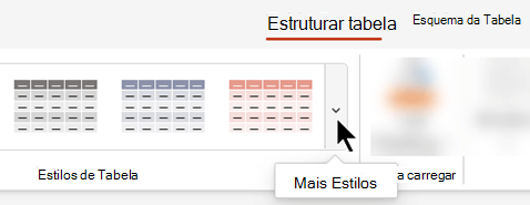 Selecione a seta pendente Mais para abrir a galeria completa de estilos de tabela.