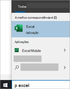 Captura de ecrã a mostrar a procura de uma aplicação na pesquisa do Windows 10