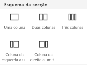 Captura de ecrã do menu do esquema da Secção no SharePoint.