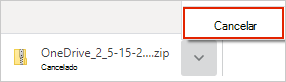 Caixa de diálogo cancelar transferência do OneDrive
