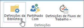 Botões definições da biblioteca do SharePoint no Friso