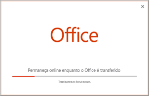 Progresso da instalação do aplicativo do Office