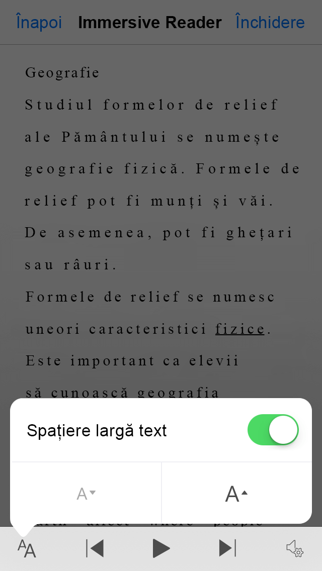 Captură de ecran cu Office de spațiere lată a lupei.