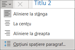 Captură de ecran a opțiunii Spațiere paragraf în meniul Pornire.