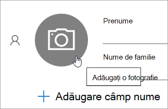 Captură de ecran afișând opțiunea de a adăuga o fotografie pentru o persoană de contact