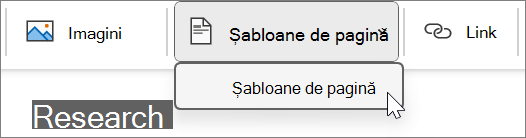 Șabloane de pagină găsite sub fila Inserare