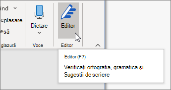 Alegeți Editor pe fila Pornire sau apăsați F7 pentru a deschide panoul Editor.