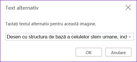 Caseta de dialog Text alternativ pentru OneNote pentru web