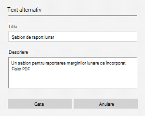 Un exemplu de text alternativ pentru un fișier încorporat în OneNote pentru Windows 10.