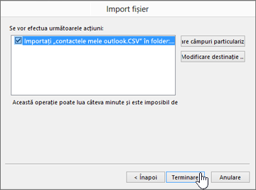 When you import Gmail contacts to your Office 365 mailbox, click the Finish button to start the migration