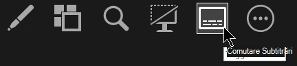 Butonul Comutați la subtitrări în vizualizarea prezentator