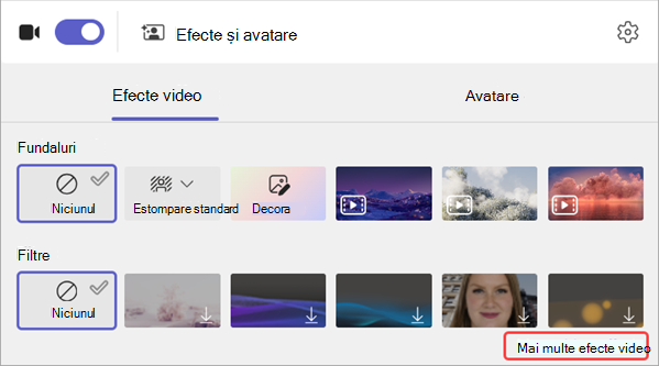 captură de ecran cu opțiunile de filtrare video