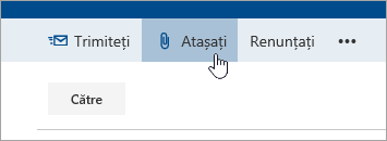 Captură de ecran cu butonul Atașare.
