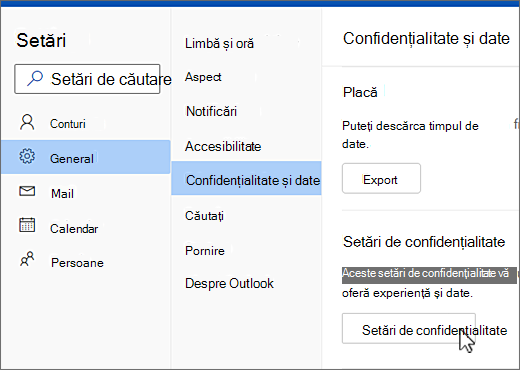 Settings general privacy and data menu