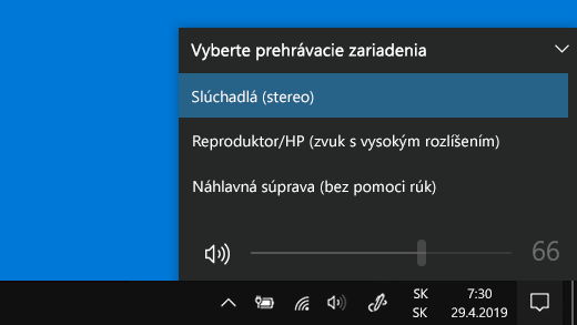 Vyberte položku Prehrávacie zariadenie s technológiou Bluetooth