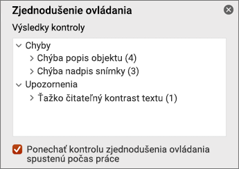 Tabla Výsledky kontroly