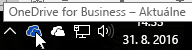 Snímka obrazovky znázorňujúca ukázanie kurzorom myši na modrú ikonu OneDrivu s textom OneDrive for Business.