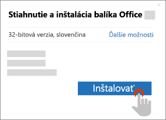 Zobrazuje tlačidlo Inštalovať v dialógovom okne Stiahnutie balíka Office