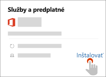 Zobrazuje prepojenie Inštalácia na stránke Služby a predplatné